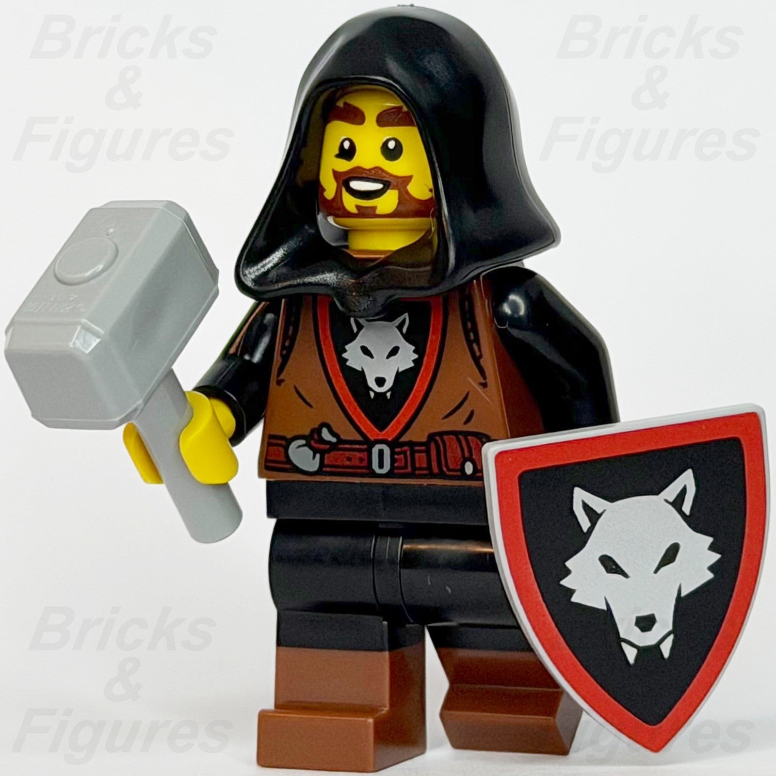 LEGO® Castle Wolfpack Minifigure Male Hammer Shield 910057 Series 6 bdp280 Hood0