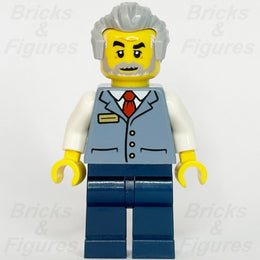 LEGO City Station Master Minifigure Train Sand Blue Vest Grey Hair 60469 cty19281