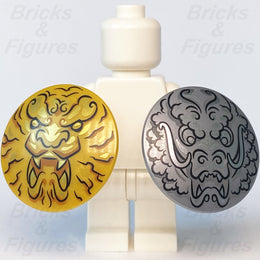 LEGO Ninjago Dragon & Lion Head Shield Master of the Mountain Part 71720 x 2 - Bricks & Figures