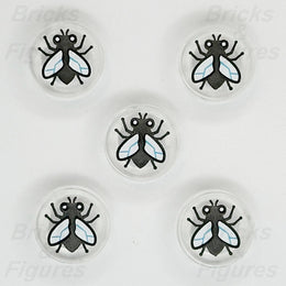 LEGO Black Fly Part Bug Clear Translucent Round Tile 1 x 1 White Wings x 50
