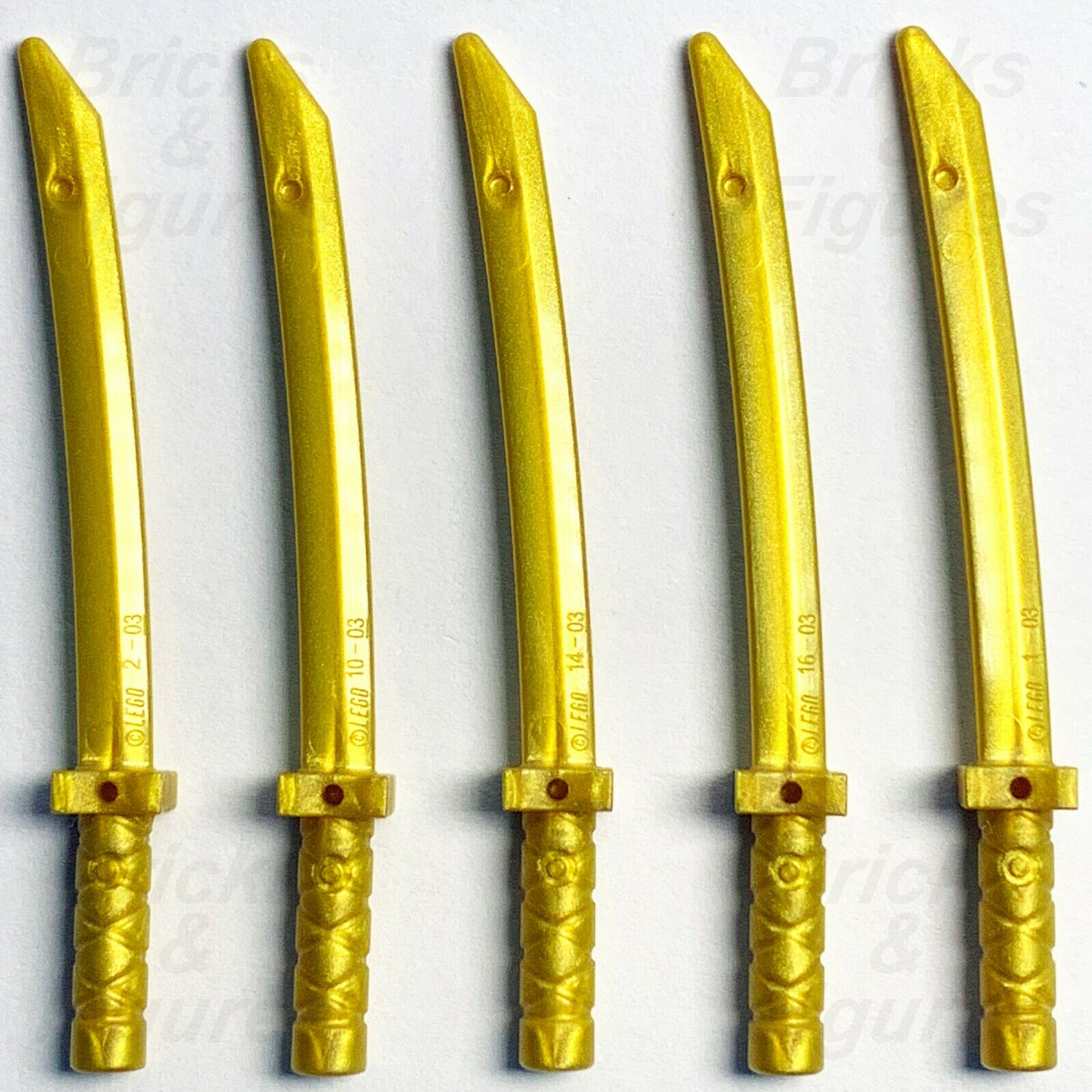 5 x Ninjago LEGO Pearl Gold Ninja Katana Sword Genuine Minifigure Weap