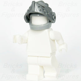 LEGO Castle Knight Bascinet Helmet Minifigure Part Silver Visor Grey 2594 2446 - Bricks & Figures