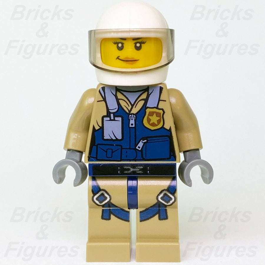 Town City LEGO Mountain Police Officer Female Helicopter Pilot Minifigure 60173 - Bricks & Figures
