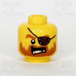 LEGO Pirate Minifigure Head Part Orange Beard Gold Teeth Eye Patch 3626pb13040