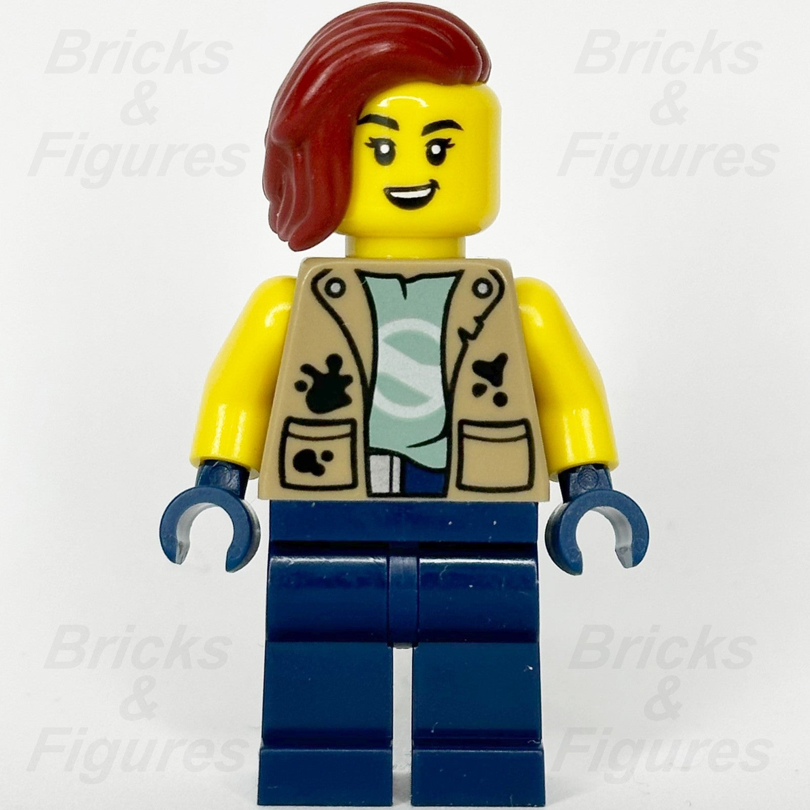 LEGO City Jungle Explorer Minifigure 60437 Female cty1777 Dark Red Hair Tan Vest1