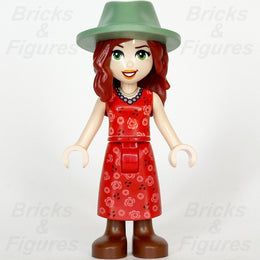 LEGO Friends Riley Minifigure Red Dress Sand Green Hat Brown Shoes 41732 frnd572 - Bricks & Figures
