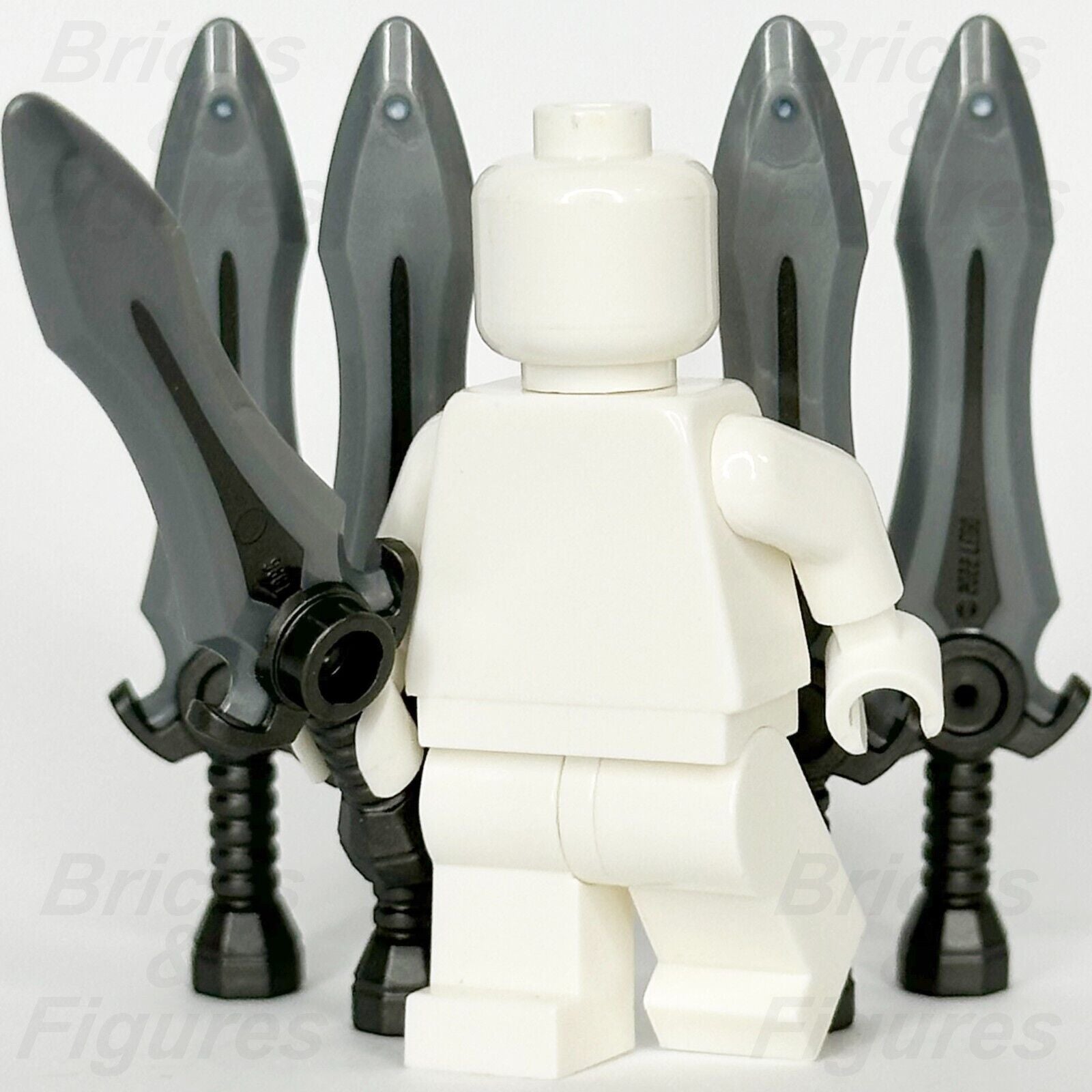 LEGO Minifigure Sword Weapon Part Flat Silver Blade Dark Grey Hilt 21348 x 5 - Bricks & Figures