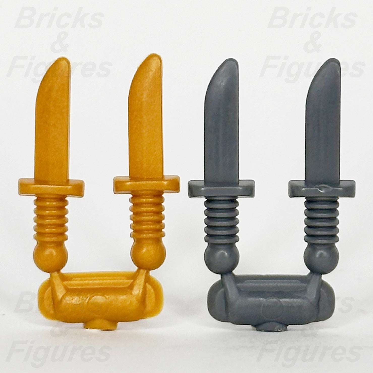 LEGO Knives Minifigure Part Weapon Knife Dagger Dark Bluish Grey Pearl Gold x 40
