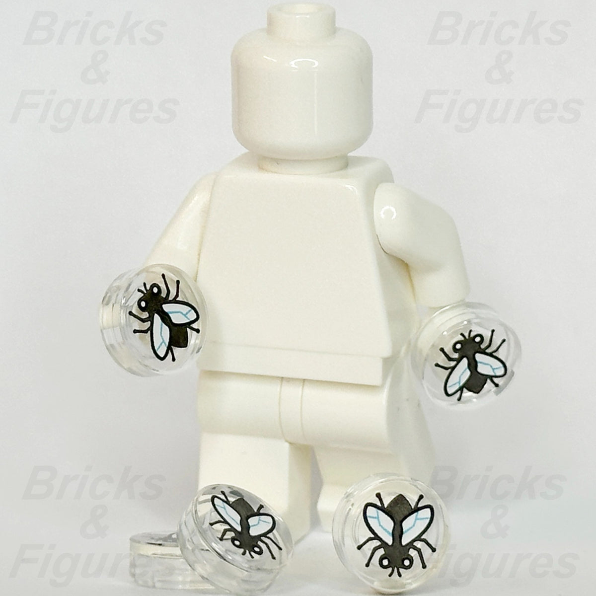 LEGO Black Fly Part Bug Clear Translucent Round Tile 1 x 1 White Wings x 51