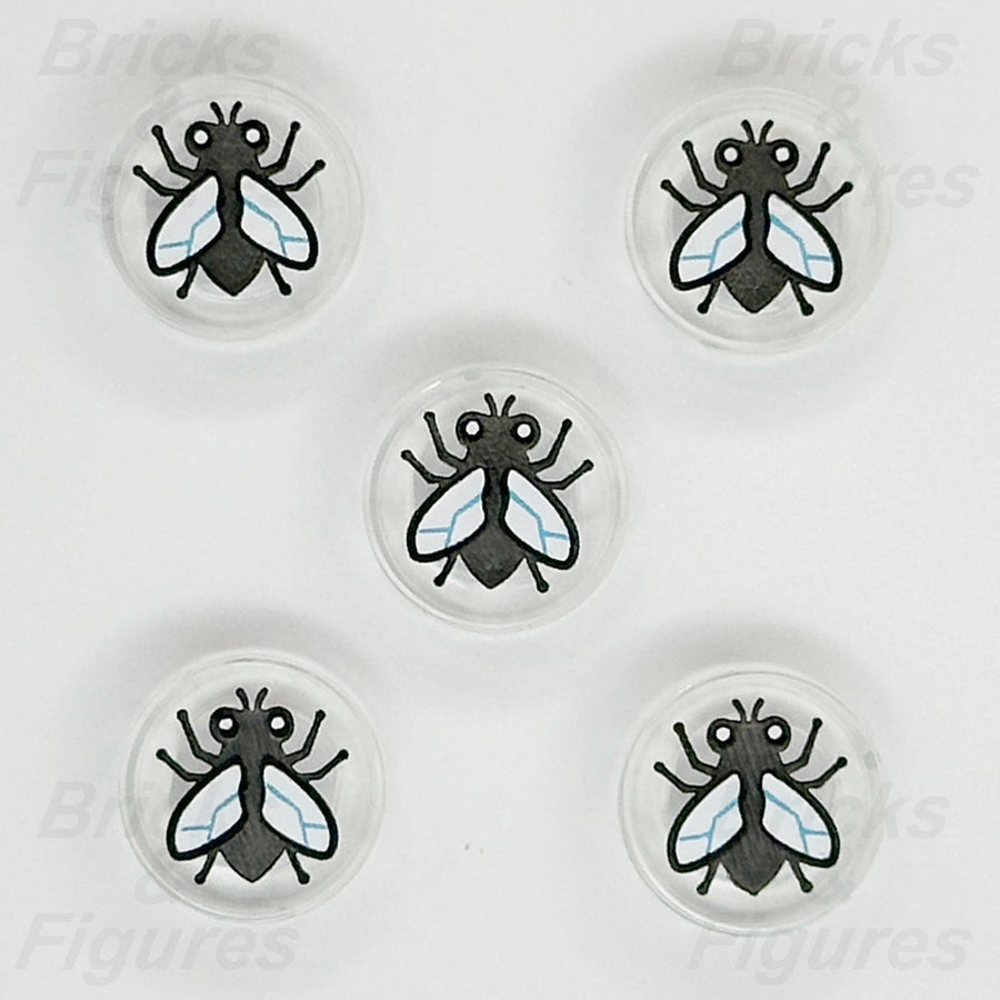 LEGO Black Fly Part Bug Clear Translucent Round Tile 1 x 1 White Wings x 50