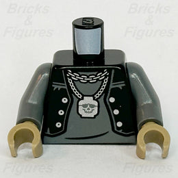 LEGO CITY Lone Wolf Biker Minifigure Torso Part Skull on Chain 60331 Stuntz0