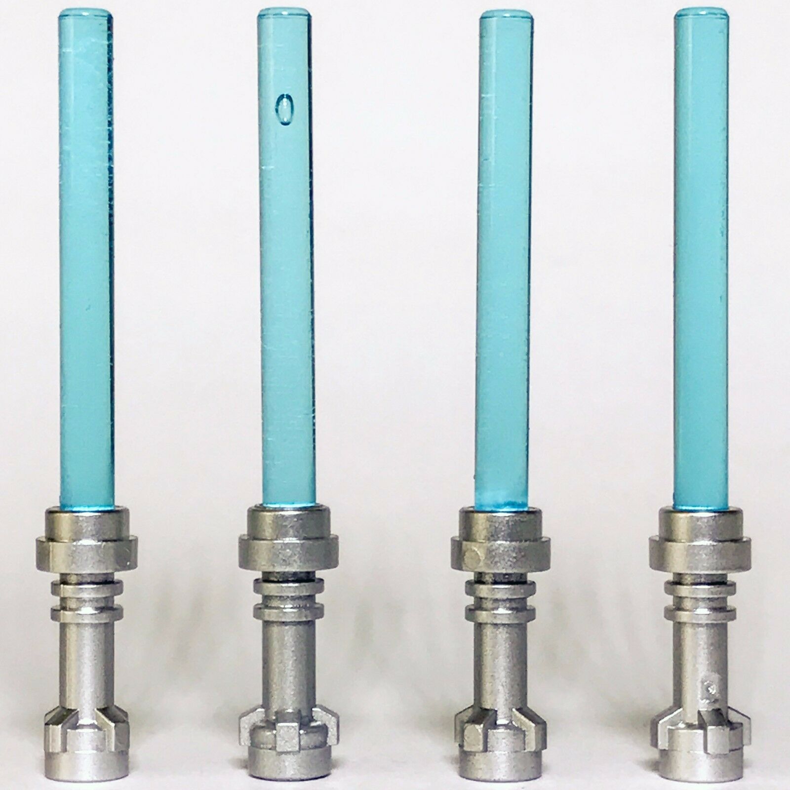 4 x Star Wars LEGO Light Blue Lightsabers Jedi Sith Weapon Parts - Bricks & Figures