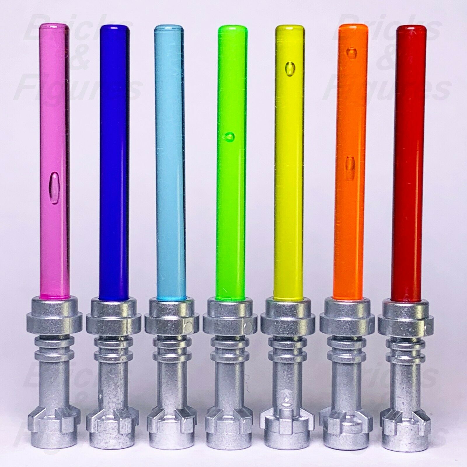 7 x Star Wars LEGO Lightsabers Pink Purple Blue Green Yellow Orange Red Genuine - Bricks & Figures