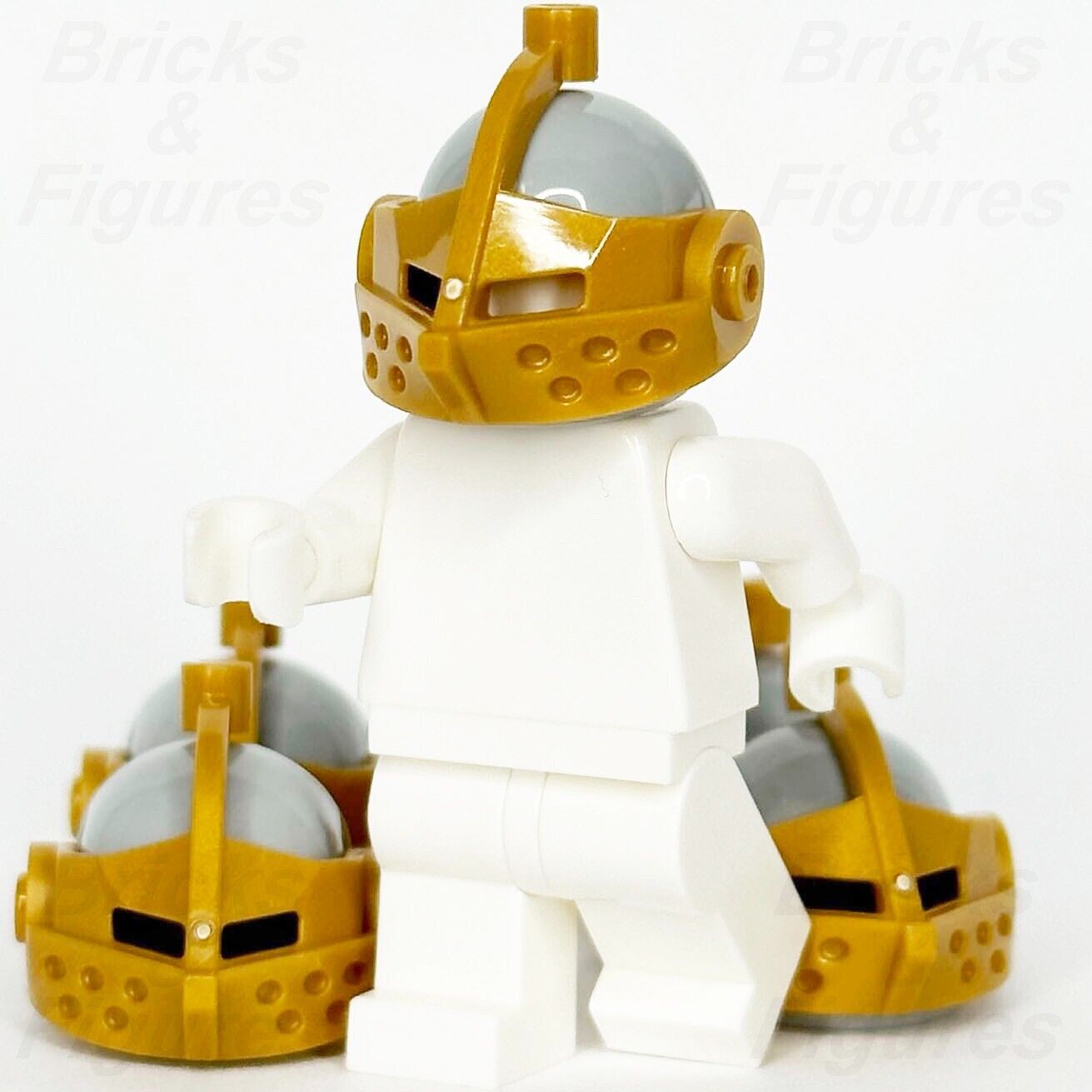 LEGO Castle Knight Bascinet Helmet Minifigure Part Gold Visor 2594 2446 x 5 - Bricks & Figures