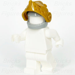 LEGO Castle Knight Bascinet Helmet Minifigure Part Gold Visor Grey 2594 2446 - Bricks & Figures