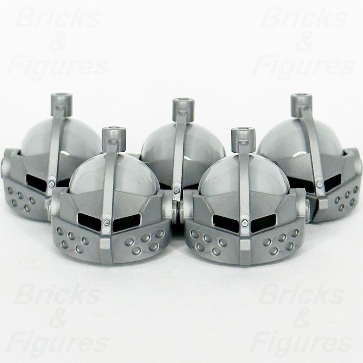 LEGO Castle Knight Bascinet Helmet Minifigure Part Silver Visor 2594 2446 x 5 - Bricks & Figures