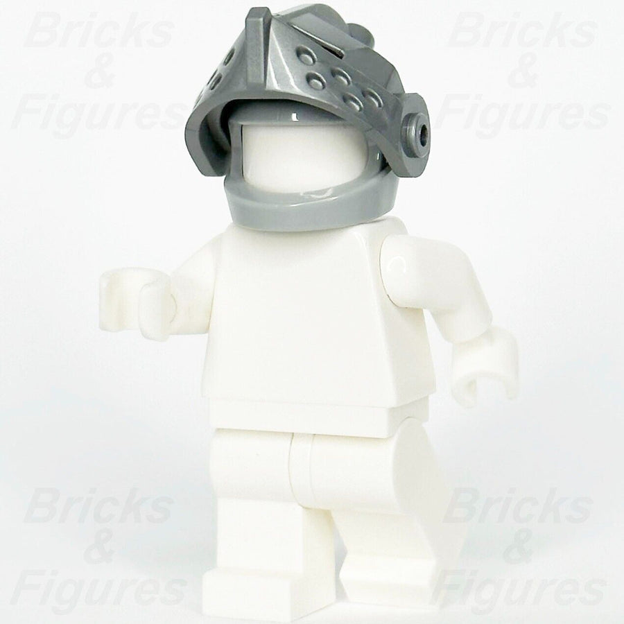 LEGO Castle Knight Bascinet Helmet Minifigure Part Silver Visor Grey 2594 2446 - Bricks & Figures