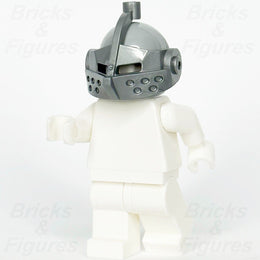 LEGO Castle Knight Bascinet Helmet Minifigure Part Silver Visor Grey 2594 2446 - Bricks & Figures