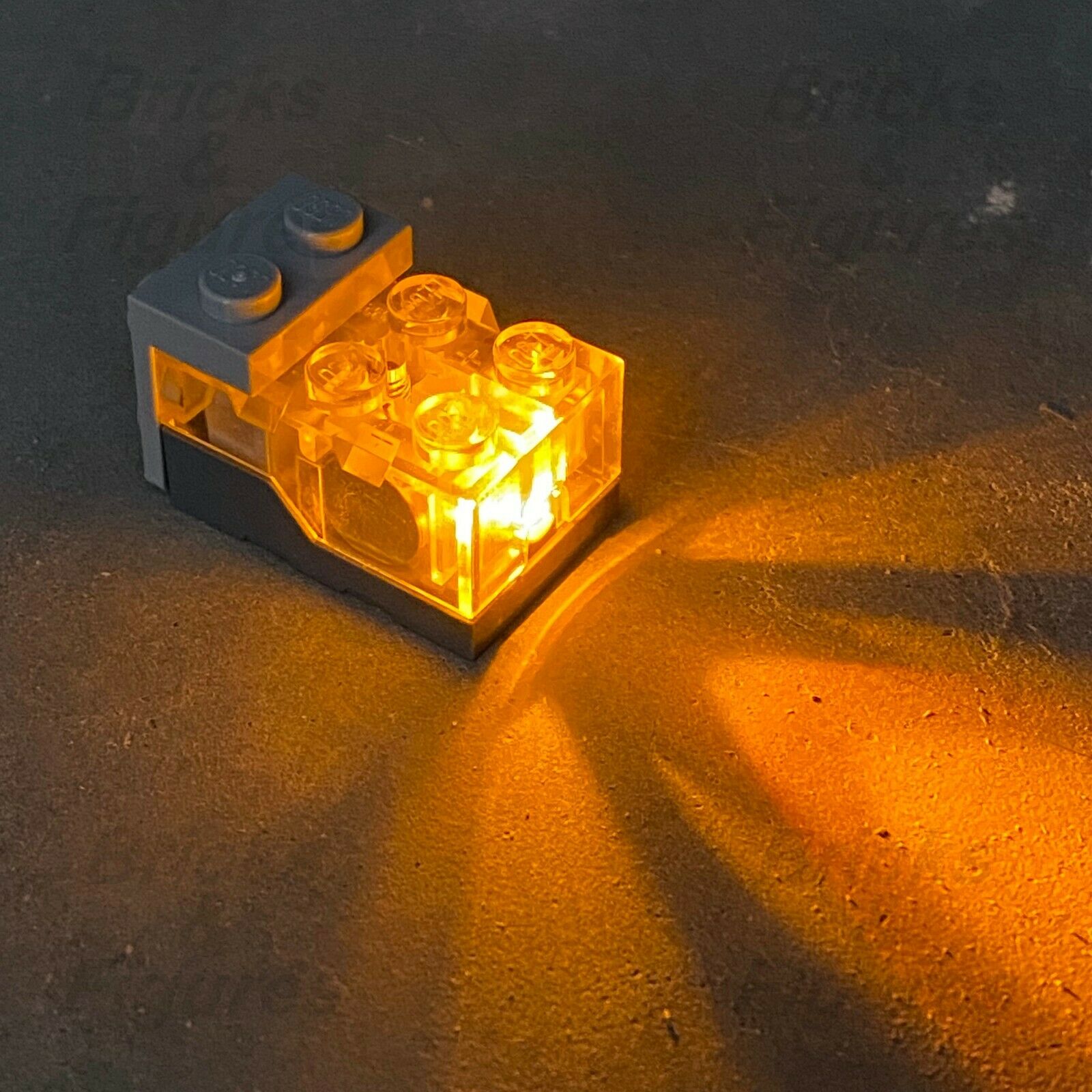 LEGO Clear Top Orange LED Glow Electric Light Brick 2 x 3 x 1 1/3 Genuine Part - Bricks & Figures