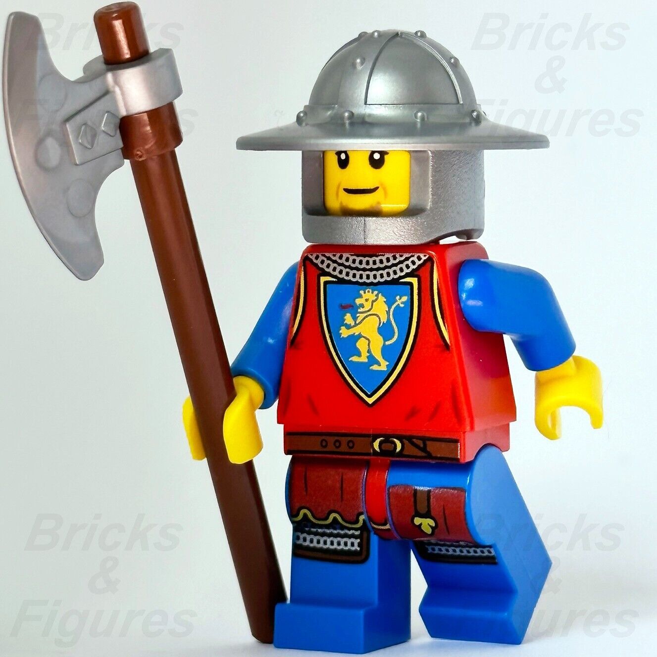 LEGO Lion Knight Castle Minifigure Lion Knights with Axe Male 10305 cas562 New - Bricks & Figures