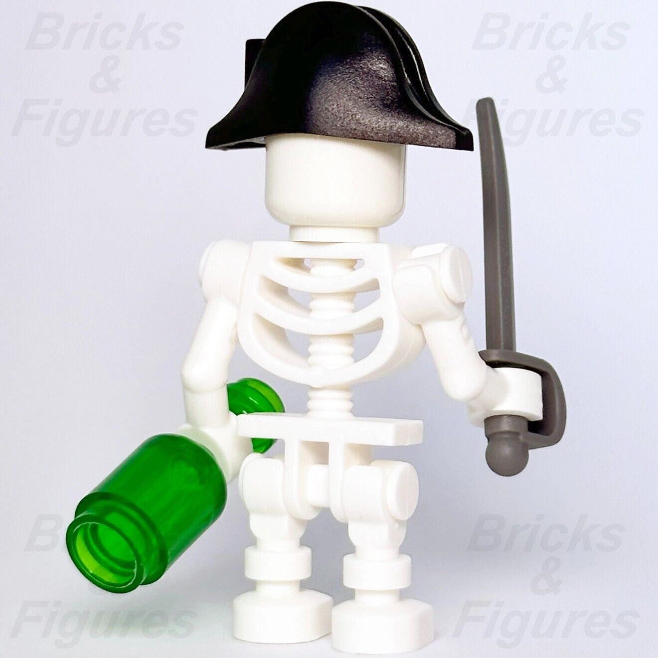 LEGO Pirate Skeleton Minifigure Captain Sword & Bottle 40515 White Minifig New - Bricks & Figures