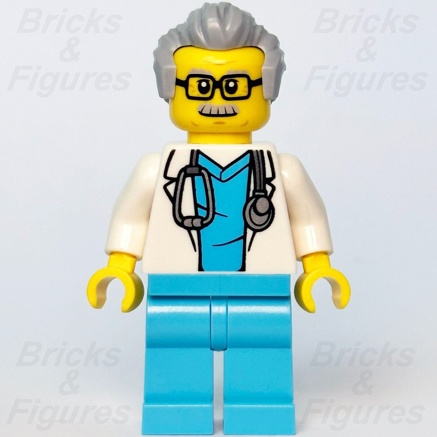 LEGO Town City Doctor Minifigure with Glasses Blue Top Hospital 60350 cty1341 - Bricks & Figures