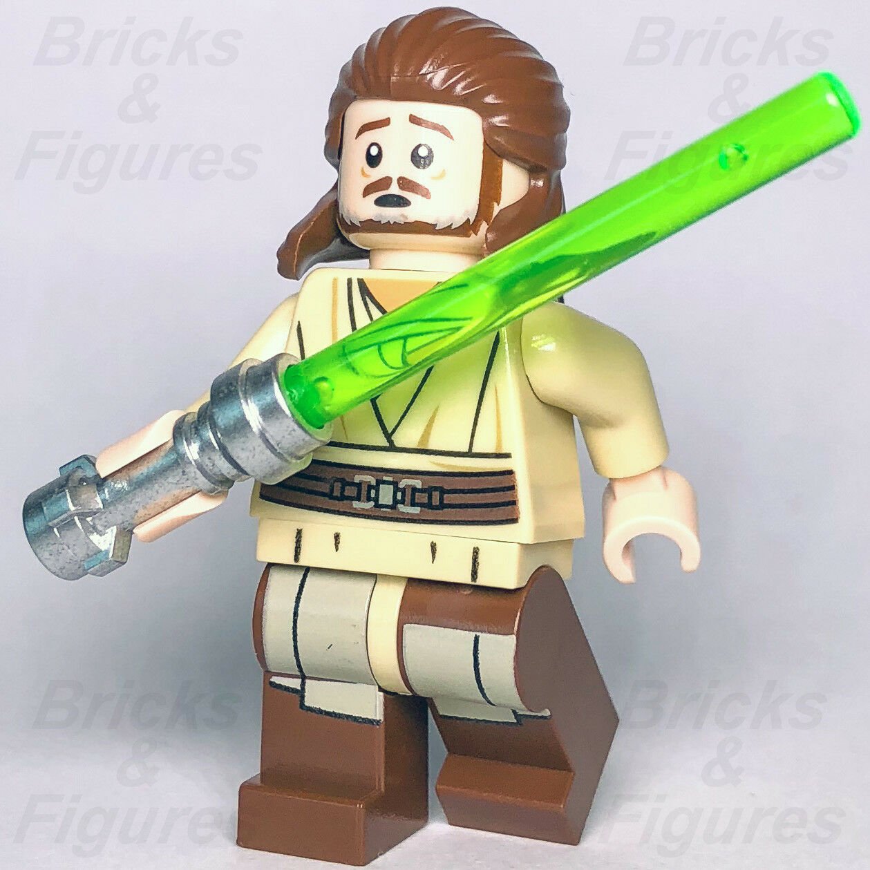 New Star Wars LEGO Qui-gon Jinn Jedi Master Phantom Menace Minifigure 75169 - Bricks & Figures