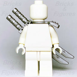 Ninjago LEGO Silver Ninja Shoulder Pad Scabbard & 2 x Flat Silver Katana Swords Part - Bricks & Figures