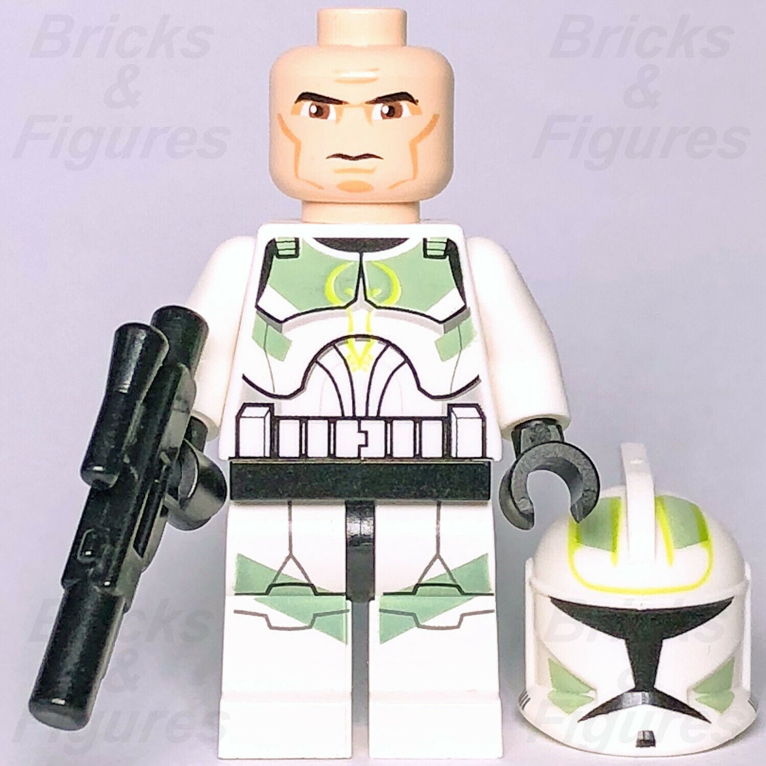 Star Wars LEGO Clone Commander Trooper Green Markings Phase 1 Minifigure 7913 - Bricks & Figures